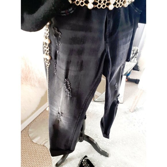 EUC Grace in LA black braided trim accent skinny denim jeans, 30 - Picture 5 of 15